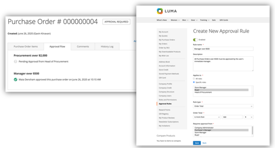 Purchase approvals in Magento Commerce v2.4