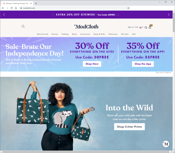 ModCloth website