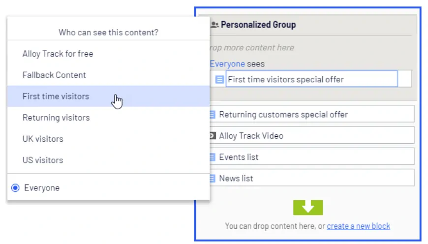 Episerver CMS Screenshot - Selecting Visitor Groups For Personalization